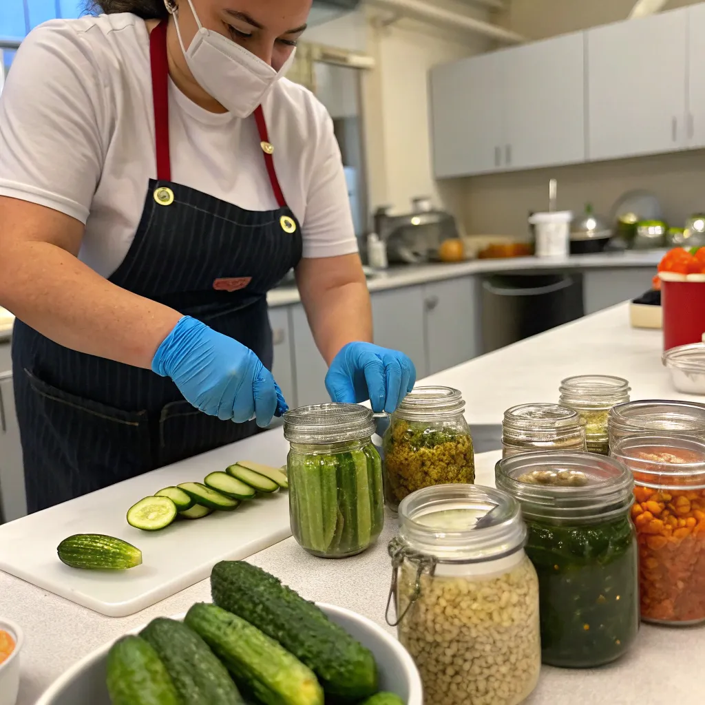 Instructor demonstrating pickling techniques